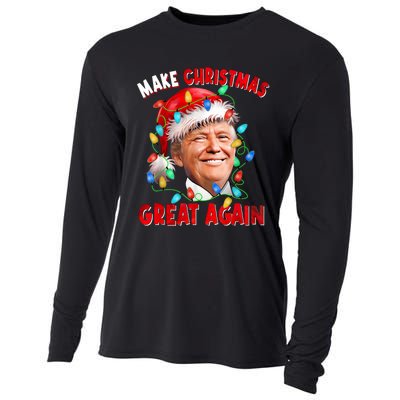 Make Christmas Great Again Funny Donald Trump Xmas Lights Cooling Performance Long Sleeve Crew