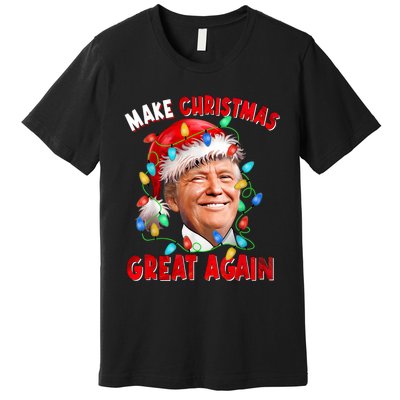 Make Christmas Great Again Funny Donald Trump Xmas Lights Premium T-Shirt