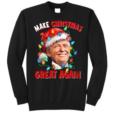 Make Christmas Great Again Funny Donald Trump Xmas Lights Tall Sweatshirt