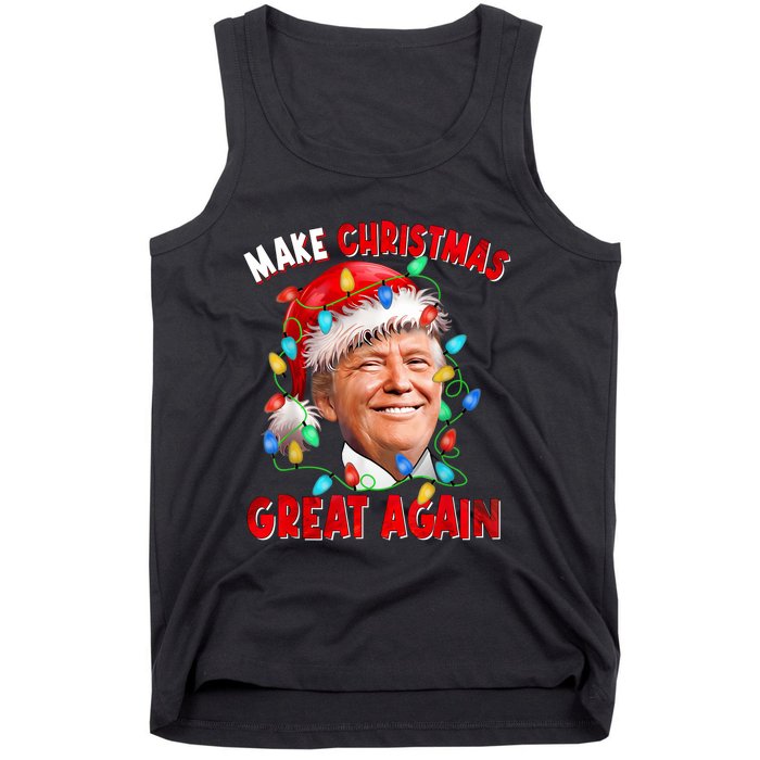 Make Christmas Great Again Funny Donald Trump Xmas Lights Tank Top