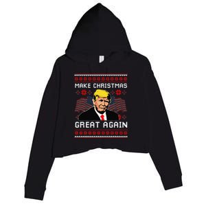 Make Christmas Great Again Trump Ugly Christmas Gift Crop Fleece Hoodie