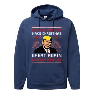 Make Christmas Great Again Trump Ugly Christmas Gift Performance Fleece Hoodie