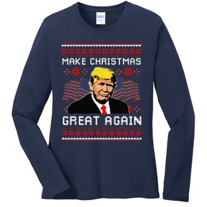 Make Christmas Great Again Trump Ugly Christmas Gift Ladies Long Sleeve Shirt