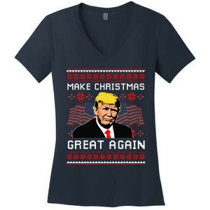 Make Christmas Great Again Trump Ugly Christmas Gift Women's V-Neck T-Shirt