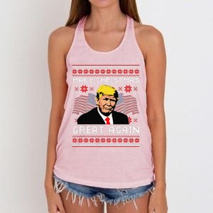 Make Christmas Great Again Trump Ugly Christmas Gift Women's Knotted Racerback Tank