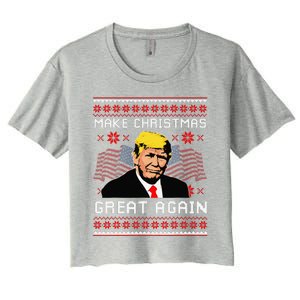 Make Christmas Great Again Trump Ugly Christmas Gift Women's Crop Top Tee