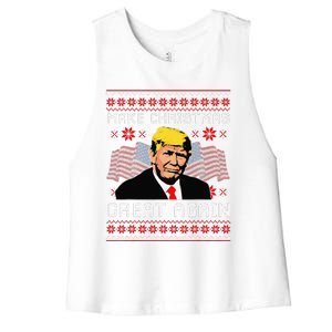 Make Christmas Great Again Trump Ugly Christmas Gift Women's Racerback Cropped Tank