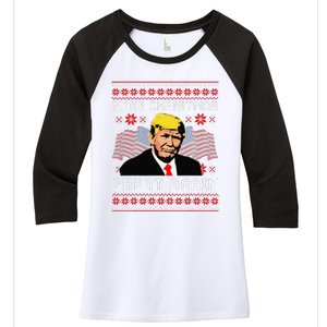 Make Christmas Great Again Trump Ugly Christmas Gift Women's Tri-Blend 3/4-Sleeve Raglan Shirt