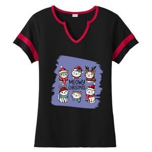 Meowy Christmas Gift Ladies Halftime Notch Neck Tee