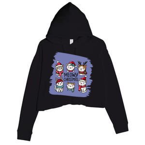 Meowy Christmas Gift Crop Fleece Hoodie