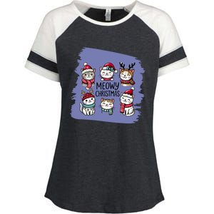 Meowy Christmas Gift Enza Ladies Jersey Colorblock Tee