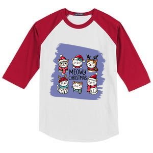 Meowy Christmas Gift Kids Colorblock Raglan Jersey