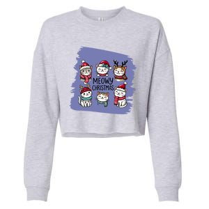 Meowy Christmas Gift Cropped Pullover Crew