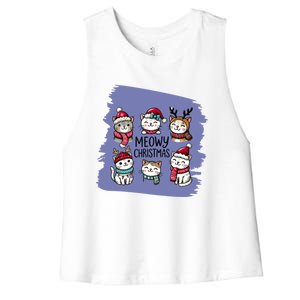 Meowy Christmas Gift Women's Racerback Cropped Tank