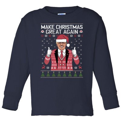 Make Christmas Great Again Trump Pajamas Ugly Sweatshirt Toddler Long Sleeve Shirt