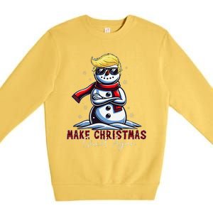 Make Christmas Great Again Snowman Trump Holiday Premium Crewneck Sweatshirt