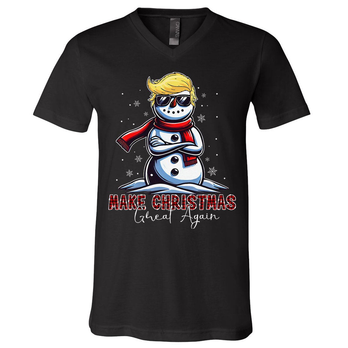 Make Christmas Great Again Snowman Trump Holiday V-Neck T-Shirt