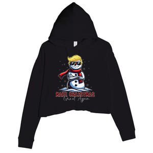 Make Christmas Great Again Snowman Trump Holiday Crop Fleece Hoodie