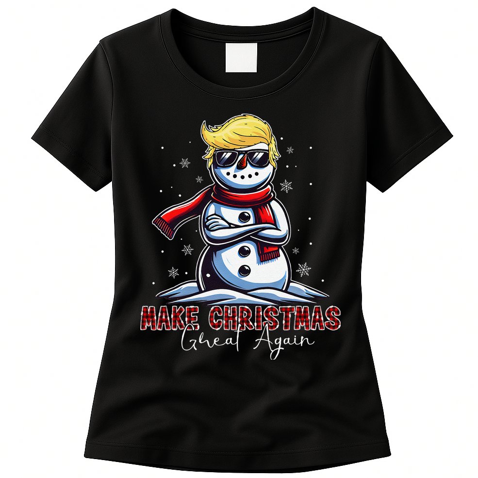 Make Christmas Great Again Snowman Trump Holiday Womens T-Shirt