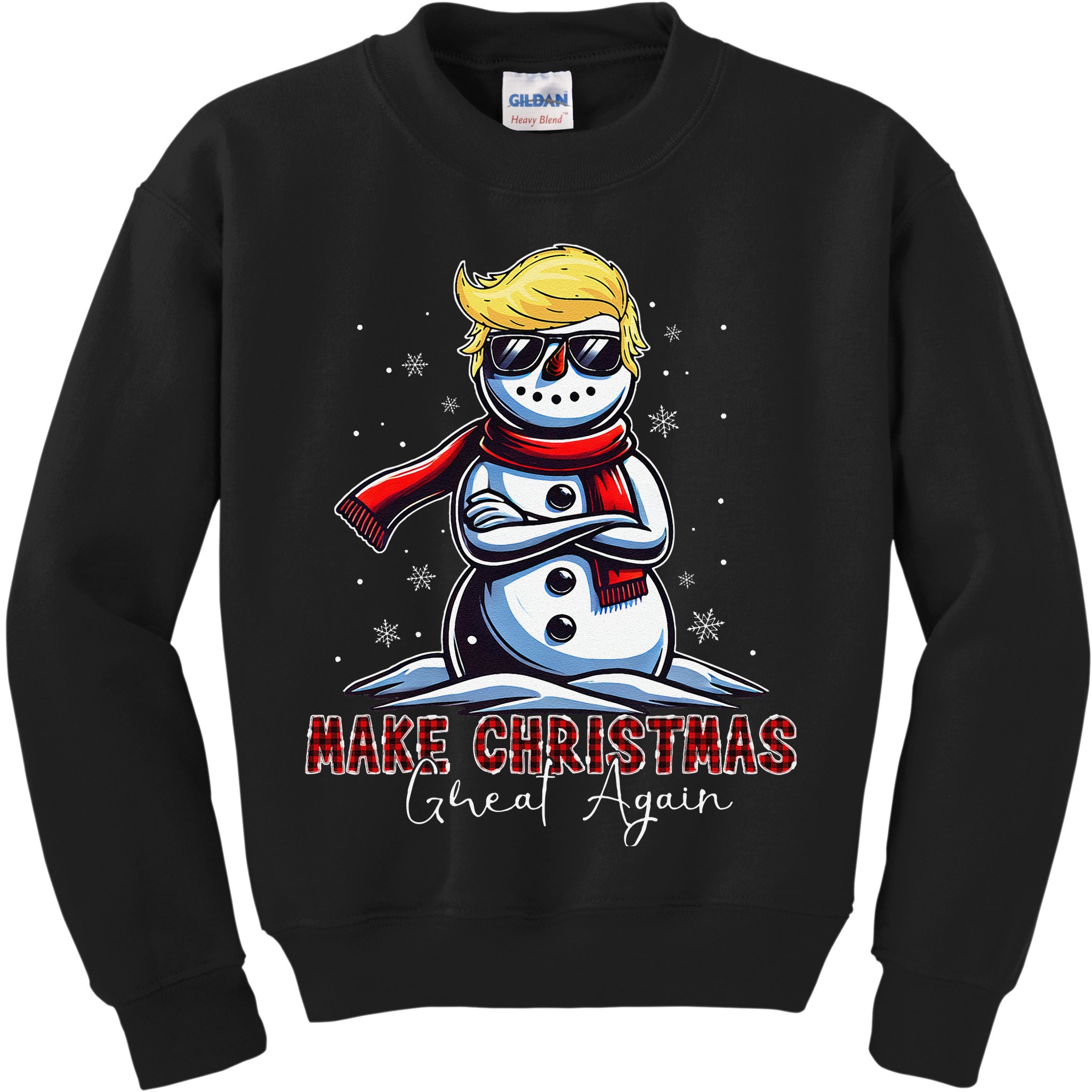 Make Christmas Great Again Snowman Trump Holiday Kids Sweatshirt