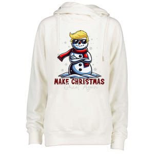 Make Christmas Great Again Snowman Trump Holiday Womens Funnel Neck Pullover Hood