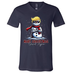 Make Christmas Great Again Snowman Trump Holiday V-Neck T-Shirt