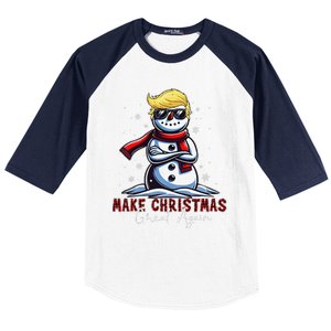 Make Christmas Great Again Snowman Trump Holiday Baseball Sleeve Shirt