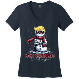 Make Christmas Great Again Snowman Trump Holiday Women's V-Neck T-Shirt