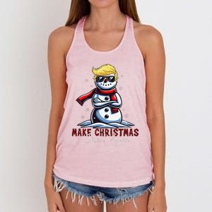 Make Christmas Great Again Snowman Trump Holiday Women's Knotted Racerback Tank