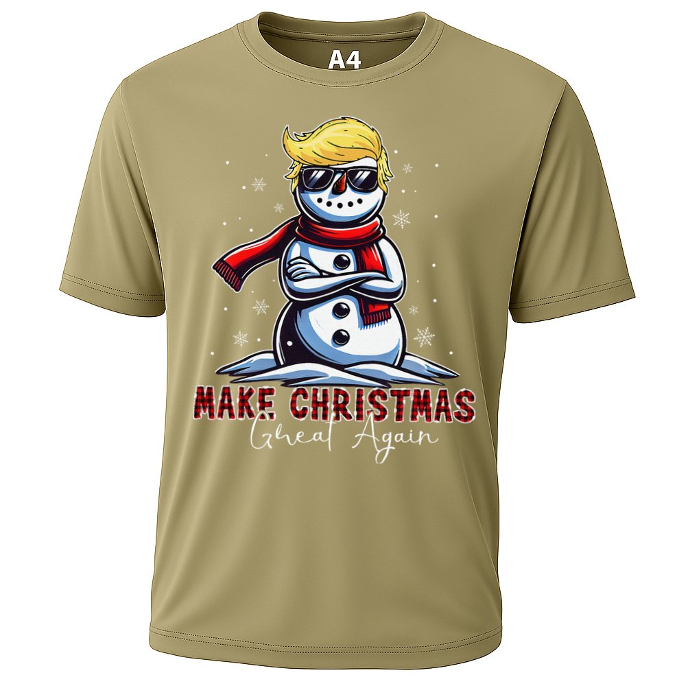 Make Christmas Great Again Snowman Trump Holiday Cooling Performance Crew T-Shirt