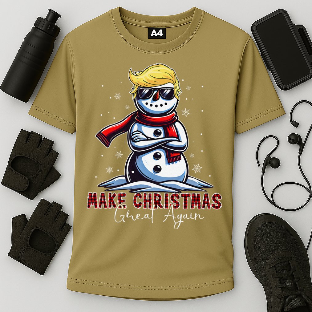 Make Christmas Great Again Snowman Trump Holiday Cooling Performance Crew T-Shirt
