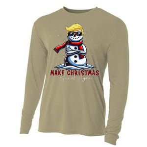 Make Christmas Great Again Snowman Trump Holiday Cooling Performance Long Sleeve Crew