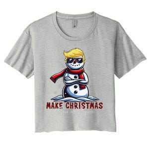 Make Christmas Great Again Snowman Trump Holiday Women's Crop Top Tee