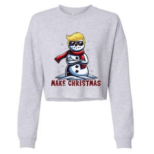 Make Christmas Great Again Snowman Trump Holiday Cropped Pullover Crew