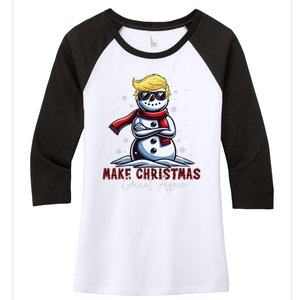 Make Christmas Great Again Snowman Trump Holiday Women's Tri-Blend 3/4-Sleeve Raglan Shirt