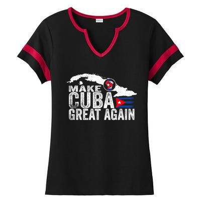 Make Cuba Great Again Free Sos Cuba Cuban Flag Funny Gift Ladies Halftime Notch Neck Tee