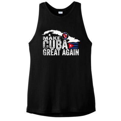 Make Cuba Great Again Free Sos Cuba Cuban Flag Funny Gift Ladies PosiCharge Tri-Blend Wicking Tank