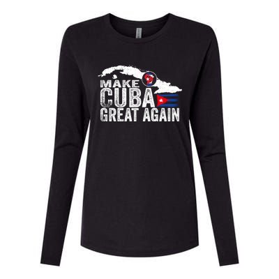 Make Cuba Great Again Free Sos Cuba Cuban Flag Funny Gift Womens Cotton Relaxed Long Sleeve T-Shirt