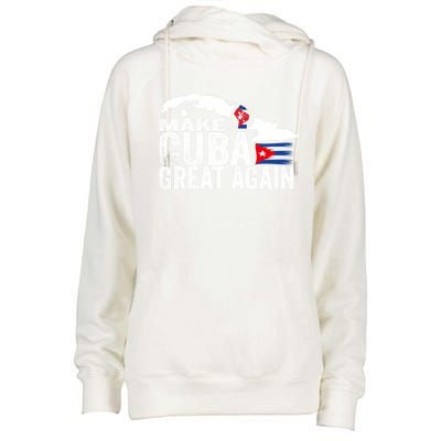 Make Cuba Great Again Free Sos Cuba Cuban Flag Funny Gift Womens Funnel Neck Pullover Hood