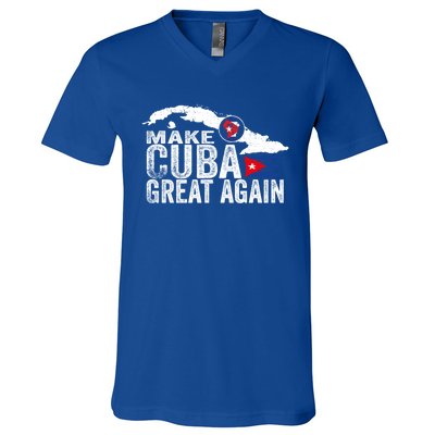 Make Cuba Great Again Free Sos Cuba Cuban Flag Funny Gift V-Neck T-Shirt