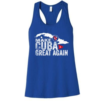 Make Cuba Great Again Free Sos Cuba Cuban Flag Funny Gift Women's Racerback Tank