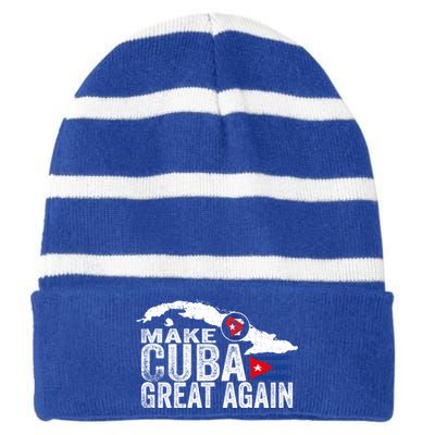 Make Cuba Great Again Free Sos Cuba Cuban Flag Funny Gift Striped Beanie with Solid Band