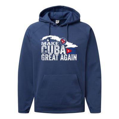 Make Cuba Great Again Free Sos Cuba Cuban Flag Funny Gift Performance Fleece Hoodie