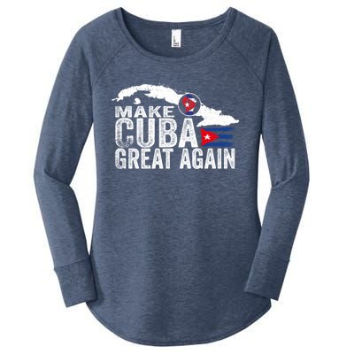 Make Cuba Great Again Free Sos Cuba Cuban Flag Funny Gift Women's Perfect Tri Tunic Long Sleeve Shirt