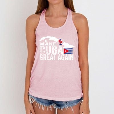 Make Cuba Great Again Free Sos Cuba Cuban Flag Funny Gift Women's Knotted Racerback Tank