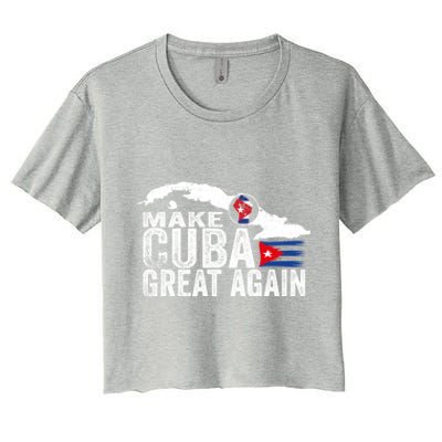 Make Cuba Great Again Free Sos Cuba Cuban Flag Funny Gift Women's Crop Top Tee