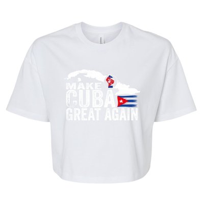 Make Cuba Great Again Free Sos Cuba Cuban Flag Funny Gift Bella+Canvas Jersey Crop Tee