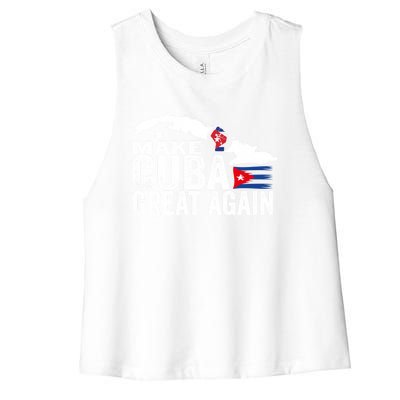 Make Cuba Great Again Free Sos Cuba Cuban Flag Funny Gift Women's Racerback Cropped Tank