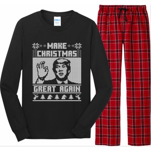 Make Christmas Great Again Trump Ugly Christmas Sweater Cool Gift Long Sleeve Pajama Set