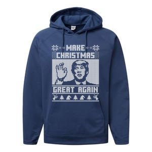 Make Christmas Great Again Trump Ugly Christmas Sweater Cool Gift Performance Fleece Hoodie